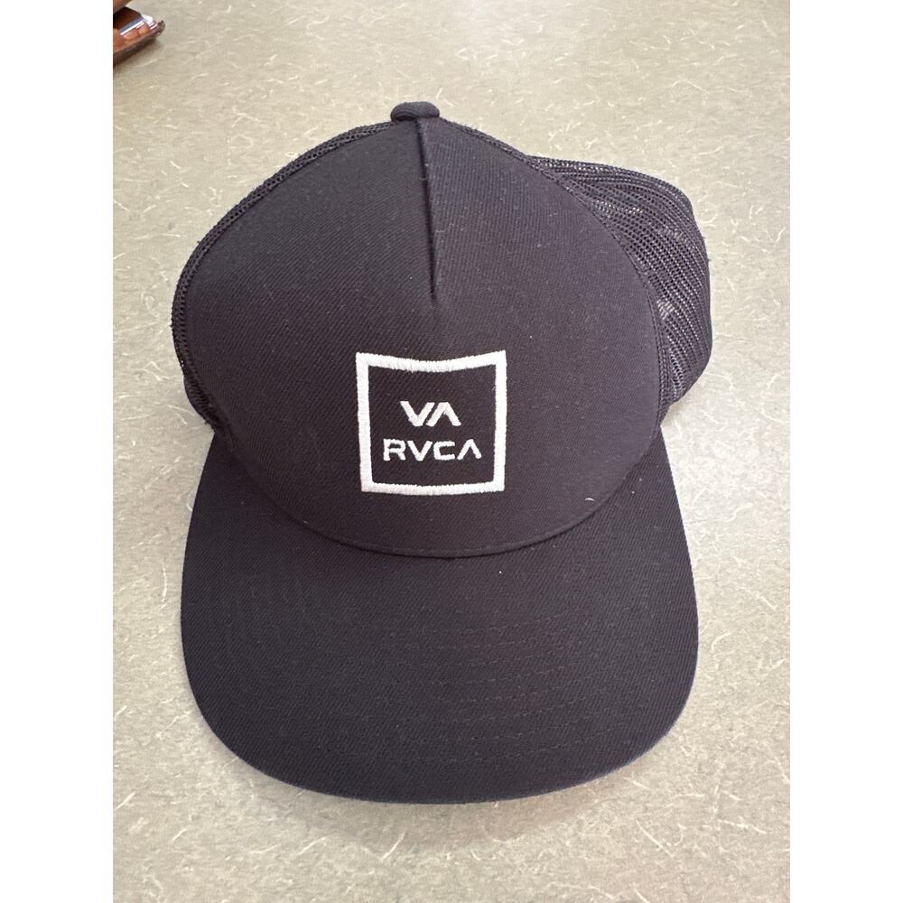 RVCA VA Logo Trucker Hat Black Mesh Snapback Adjustable Cap